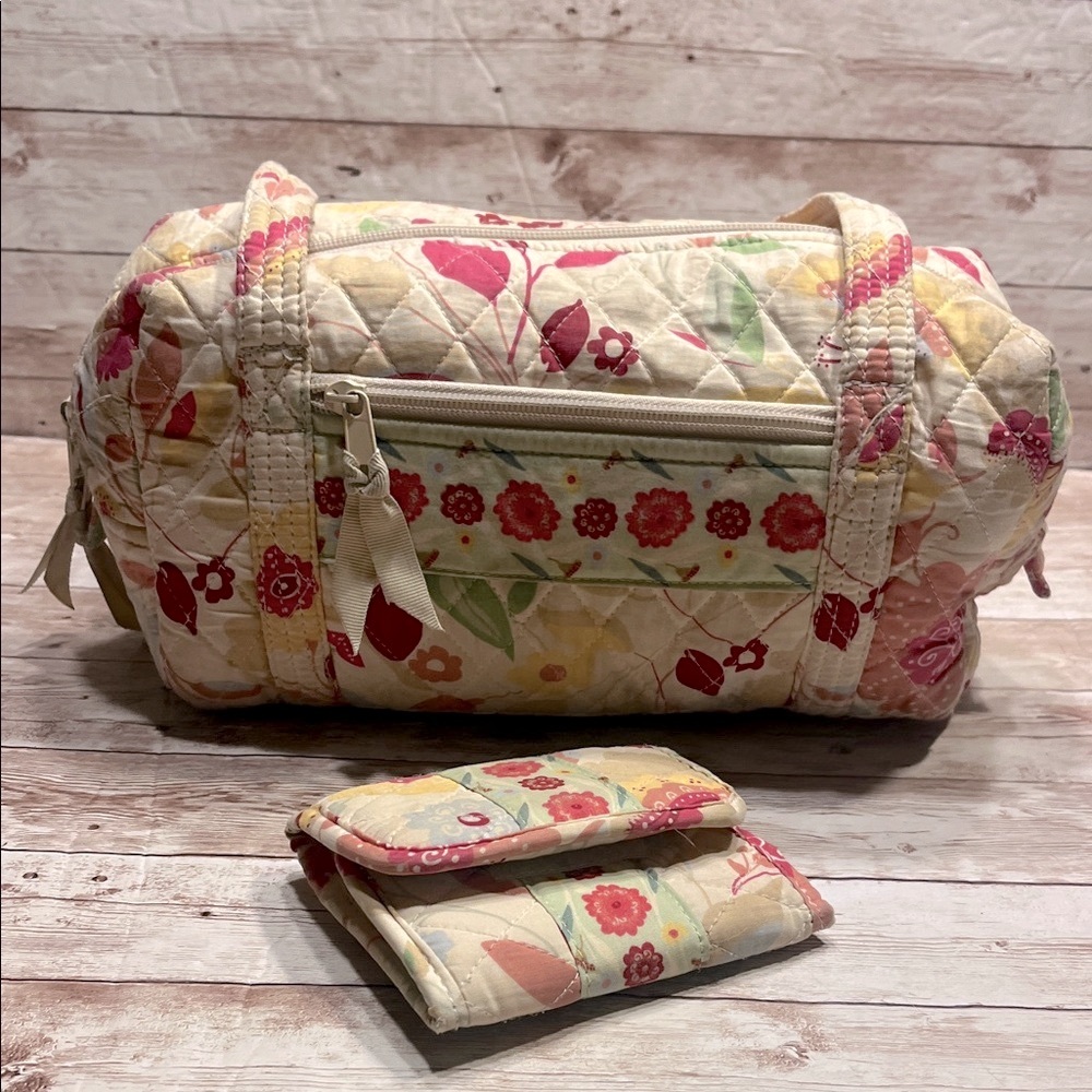 Lemon Hill Happy Colors Floral Quilted Shoulder Bag Set in Cream and Red